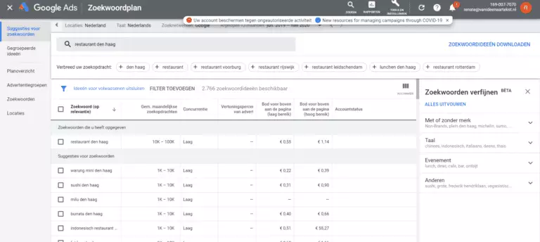 Tools zoekwoordenonderzoek